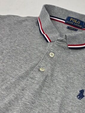 Polo Ralph Lauren Heather Gray Short Sleeve Stripe Polo Shirt Classic Soft